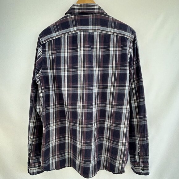 Gap Men’s Dark Violet Plaid button-up Shirt – Size Large - Picture 5 of 8